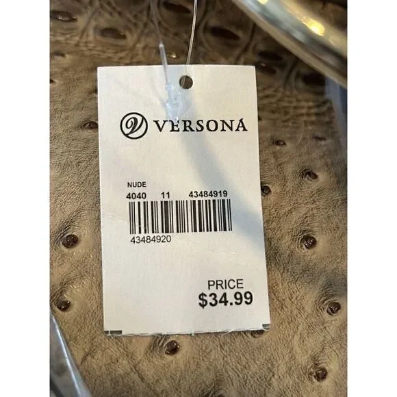 VERSONA Women’s Nude Faux Leather Faux Crocodile Textured Purse Handbag Tote Bag - Picture 6 of 9